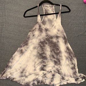 Gray and white tie dye tank top
